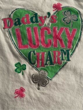 Target Girls' White Tee with Green Heart, Pink & Silver Glitter Graphic
